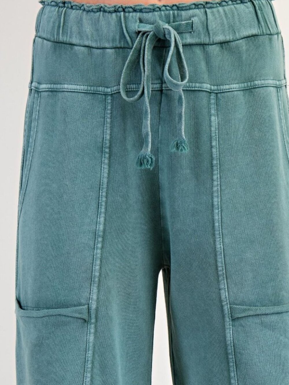 E46 Easel Teal Mineral Washed Terry Pants Plus - Picture 4 of 6
